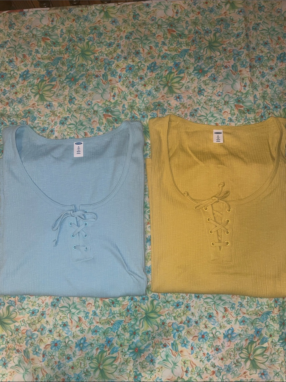 Blue & yellow old navy ribbed tank tops (XL)tall - Picture 8 of 8